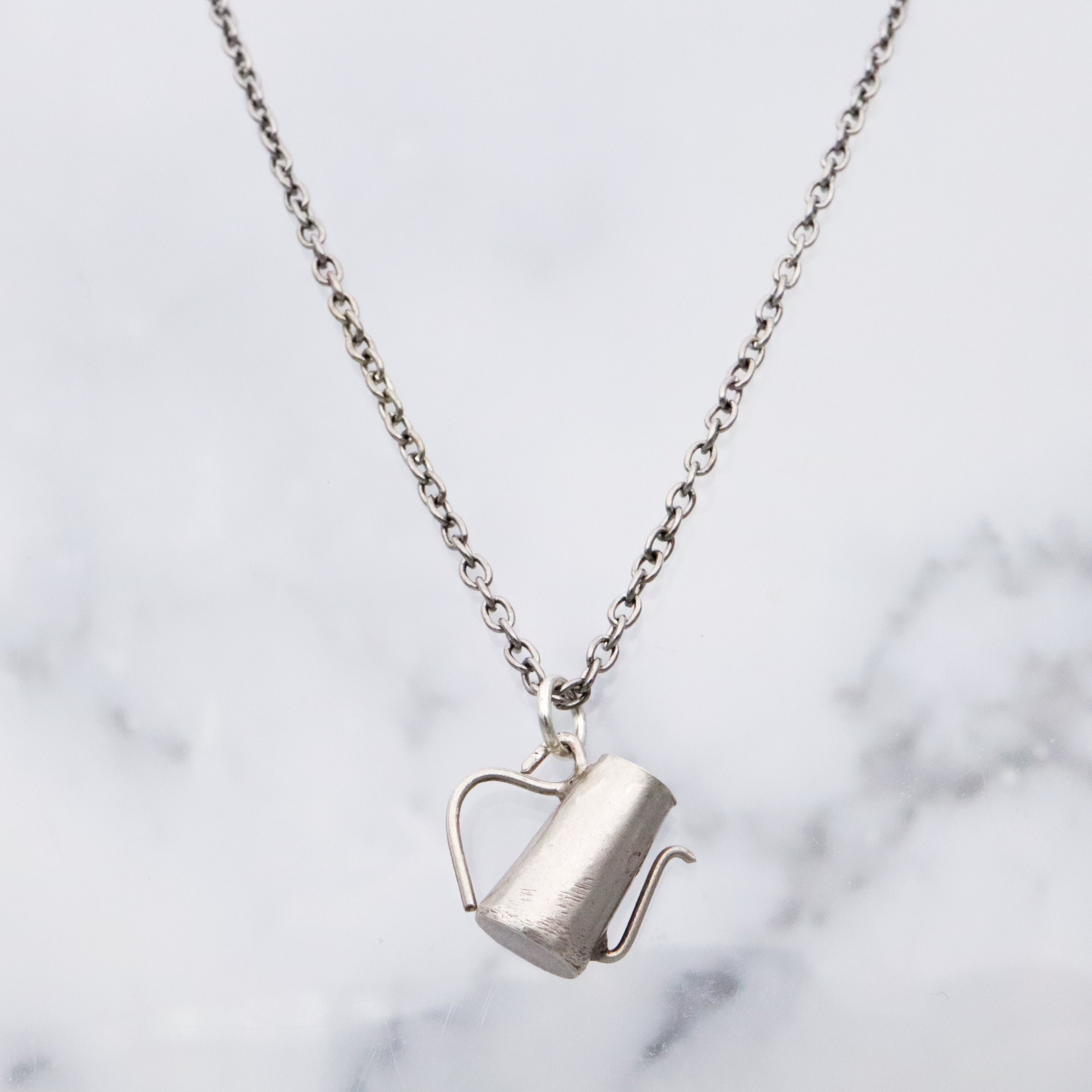 Antique sterling watering can pitcher charm pendant